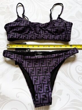 Fendi Black & Dark Purple FF Logo Bikini Set